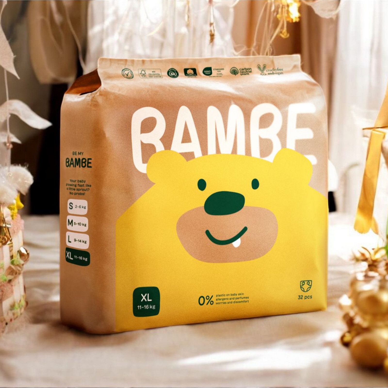 Bambe Stoffwindeln Bambe Öko-Windeln Größe XL von 11 bis 16 kg 32 Stück (32-St), 100 % umweltfreundlich
