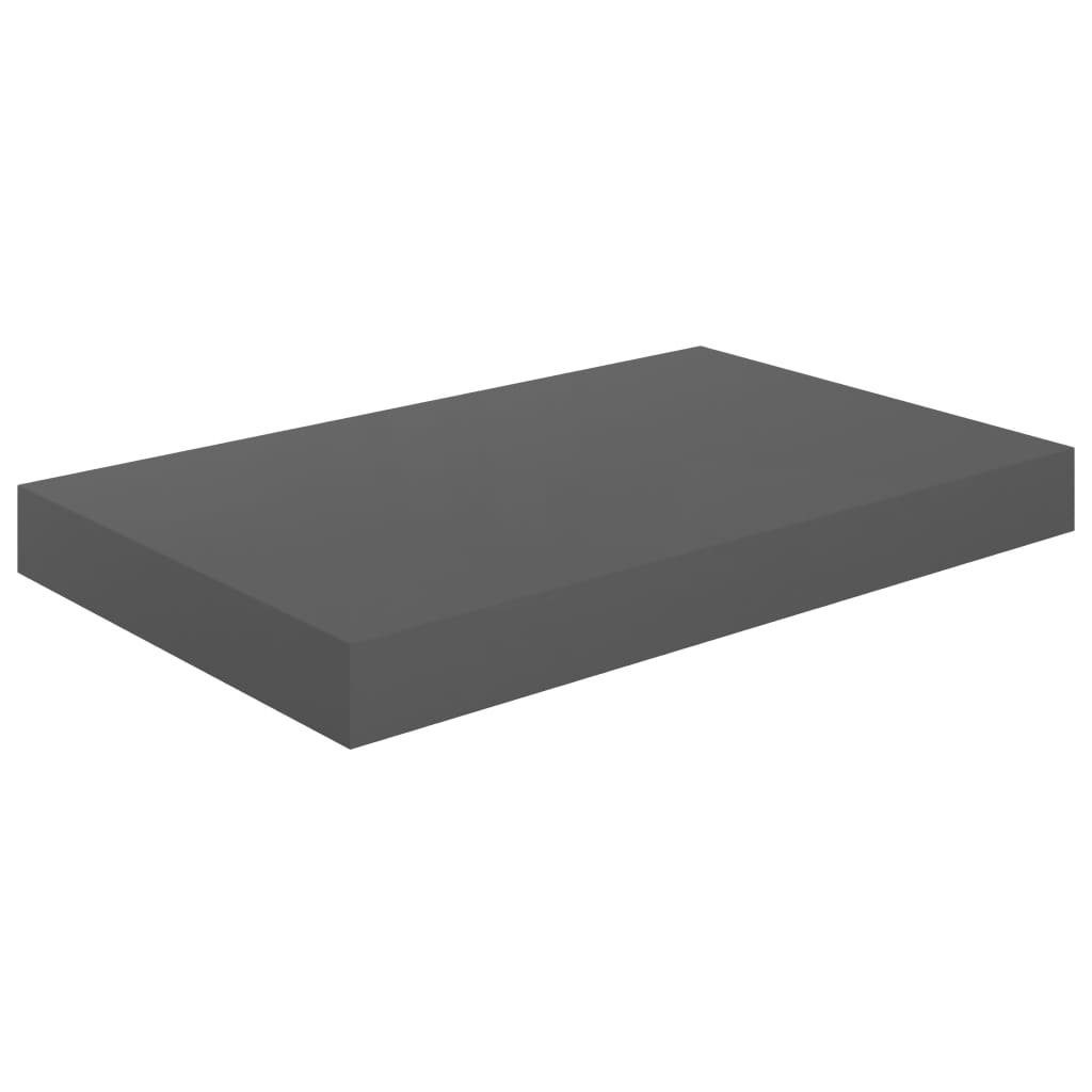 vidaXL Wandregal aus MDF (Honeycomb) mit Metallhalter in Hochglanz-Grau, LxBxH: 40x23x3,8 cm