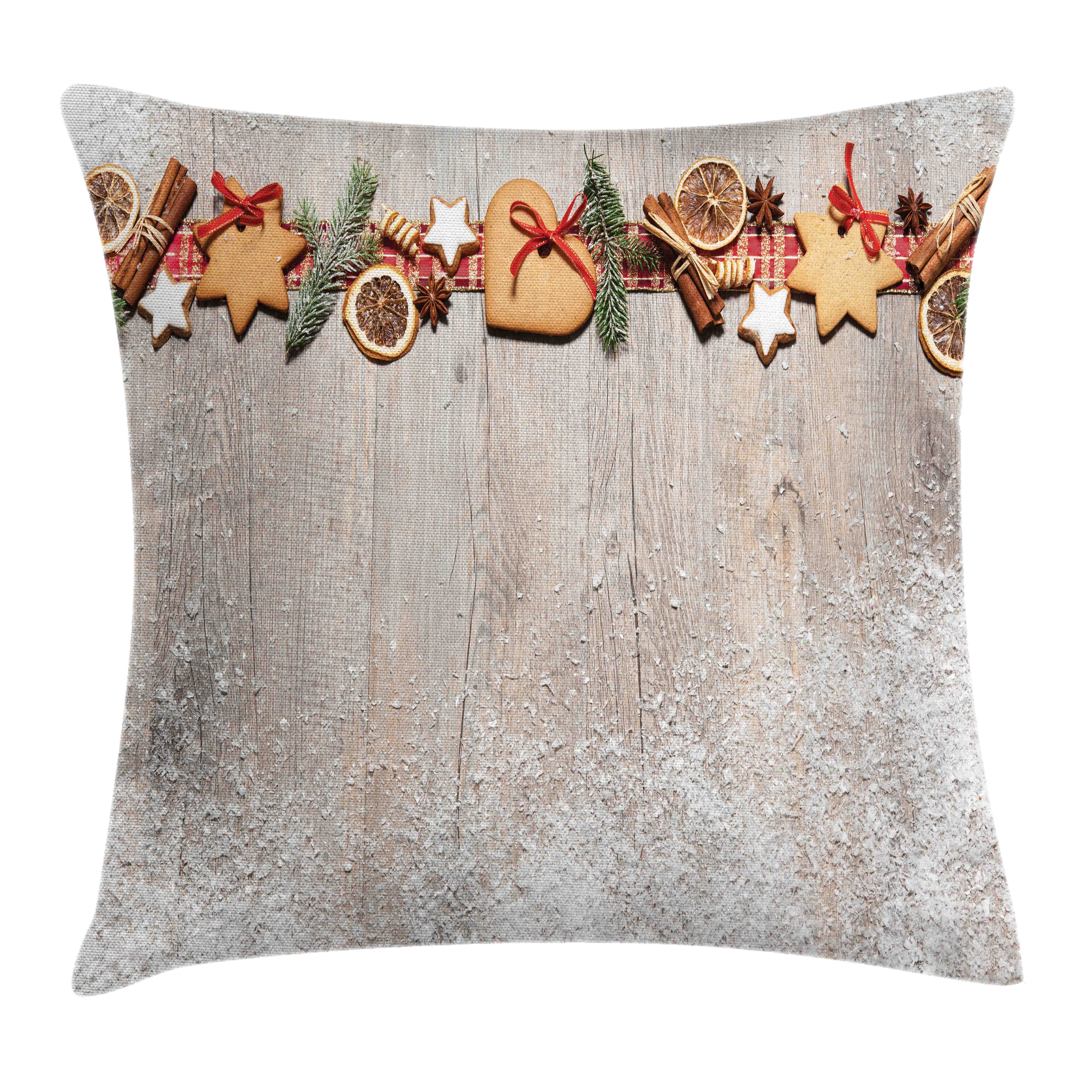 (1 Stück), Kissenbezüge Plätzchen Farben Weihnachten Holz Beidseitiger mit Kissenhülle Abakuhaus Themed Druck, auf Reißverschluss Farbfesten
