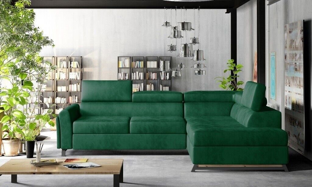 JVmoebel Ecksofa, Textil Sofa Designer Wohnlandschaft Ecksofa Polster Grün Couch Garnitur