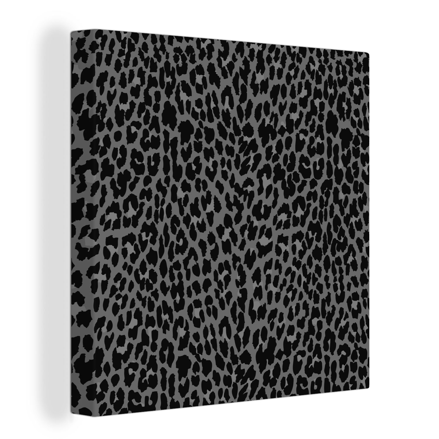 OneMillionCanvasses® Leinwandbild Leopard - Muster - Grau, (1 St), Leinwand Bilder für Wohnzimmer Schlafzimmer