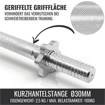 GORILLA SPORTS Kurzhantel Gusseisen Hantelscheiben, 30 mm, 2 Kurzhantelstangen, Griff gerändelt