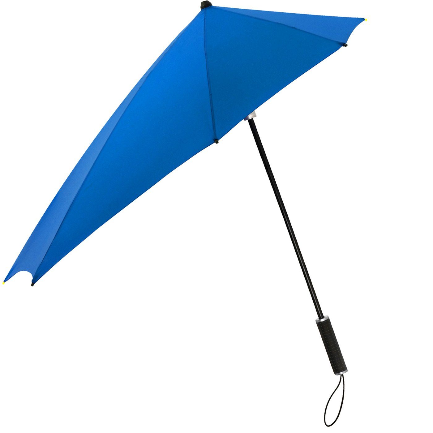 Impliva Stockregenschirm STORMaxi Sturmschirm aerodynamischer besondere der sich den dreht royalblau Wind, zu aus 100 Form in Schirm km/h durch hält seine Regenschirm, bis