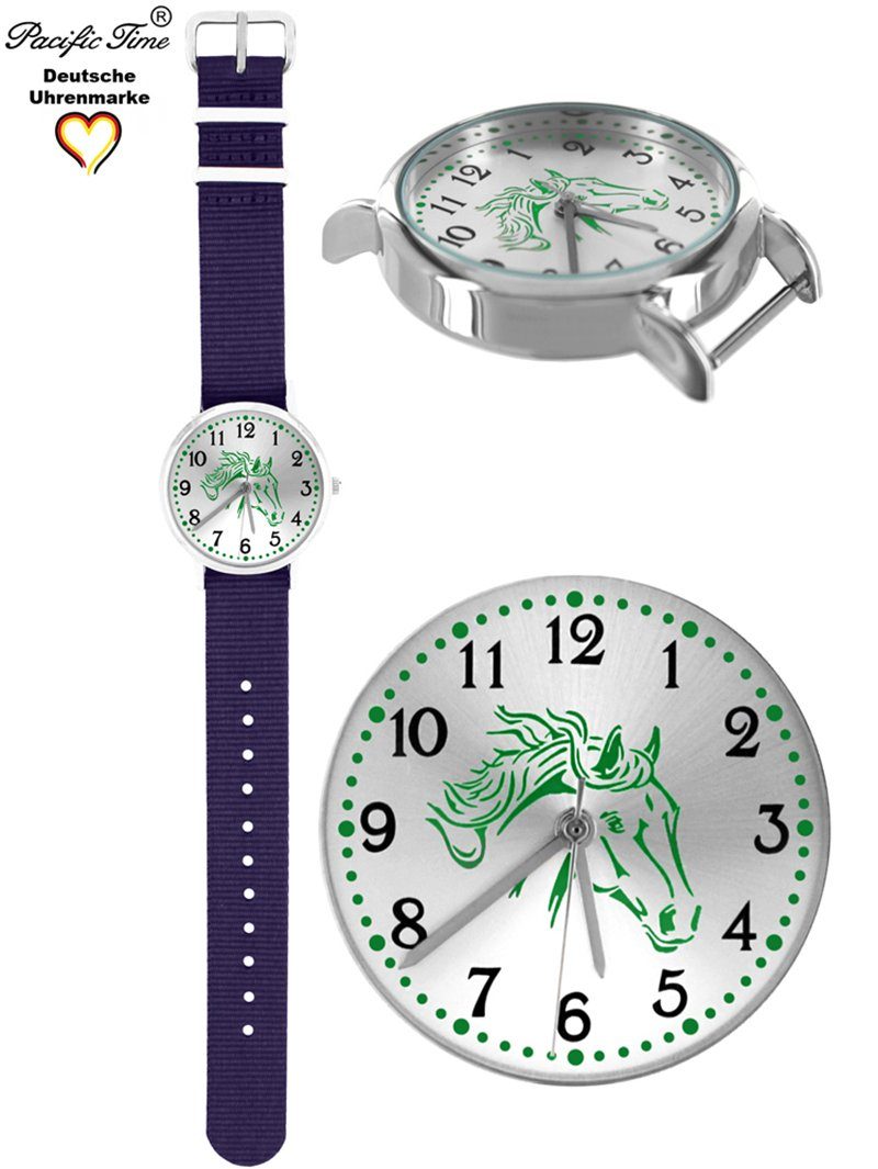 Time Quarzuhr Armbanduhr Armband Match Gratis und Wechselarmband, violett Kinder Pferd Pacific - Design Pferd Mix Versand grün grün
