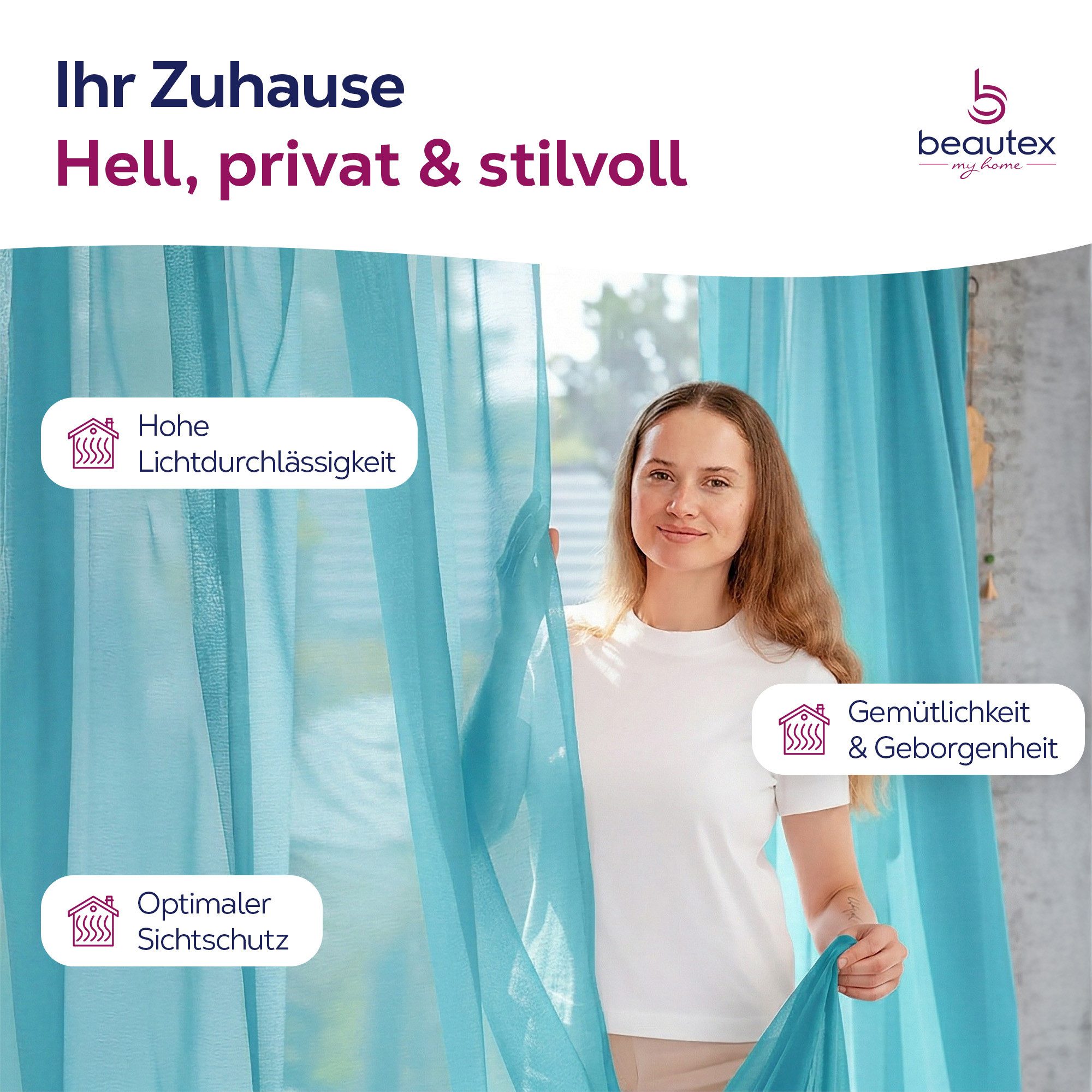 Beautex Gardine transparent Dolly, wählbar mit Kräusel- und Ösen- Aufhängung (1 St), Kräuselband, transparent