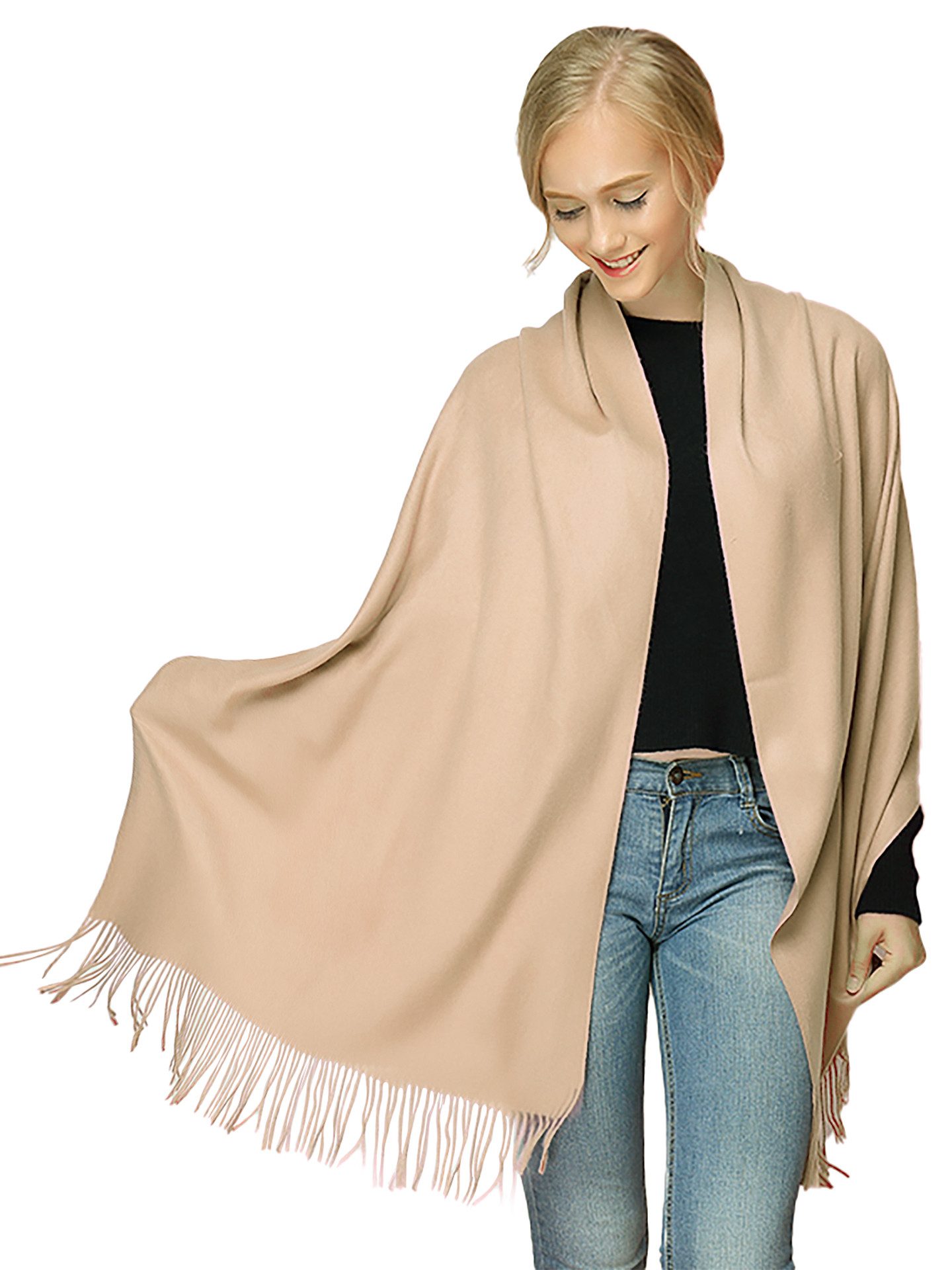 Moschen-Bayern Kaschmirschal Pashmina Stola Damen Kaschmir Schultertuch Abendkleid festlich Schal, mit Fransen