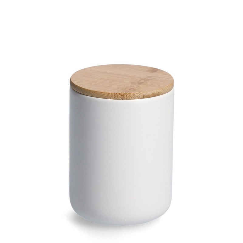 Neuetischkultur Vorratsdose Vorratsdose Keramik weiß mit Holzdeckel 650 ml, Steingut, (Stück, 1-tlg)