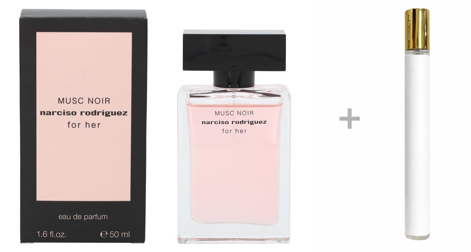 narciso rodriguez Duft-Set Musc Noir For Her Eau de Parfum (EDP) Damen Spray, Fruchtiger-moschus Duft mit Pflaume und Wildleder - mit Reiseduft