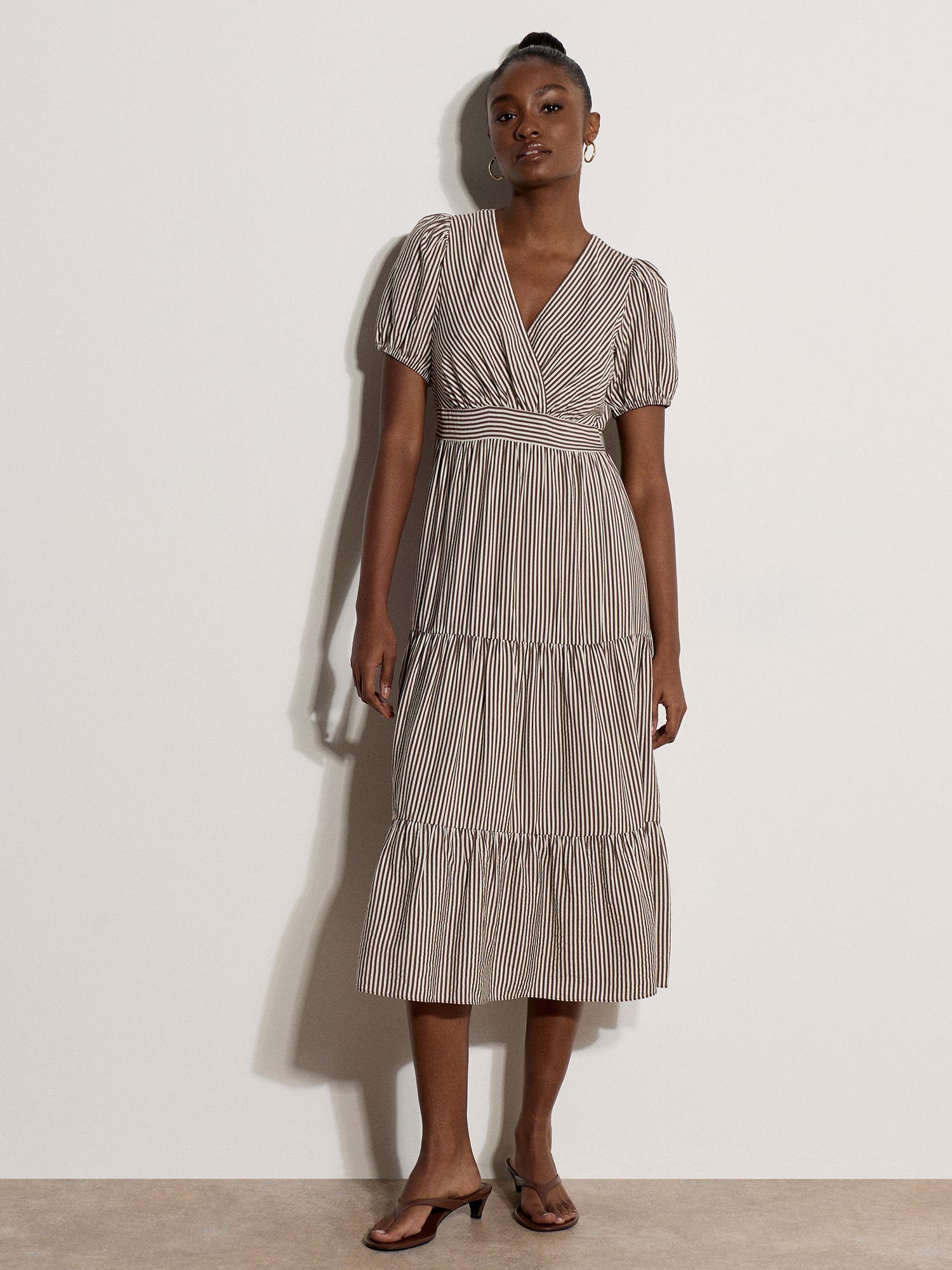 Apricot Midikleid Wickel-Midaxi-Kleid mit Raffung