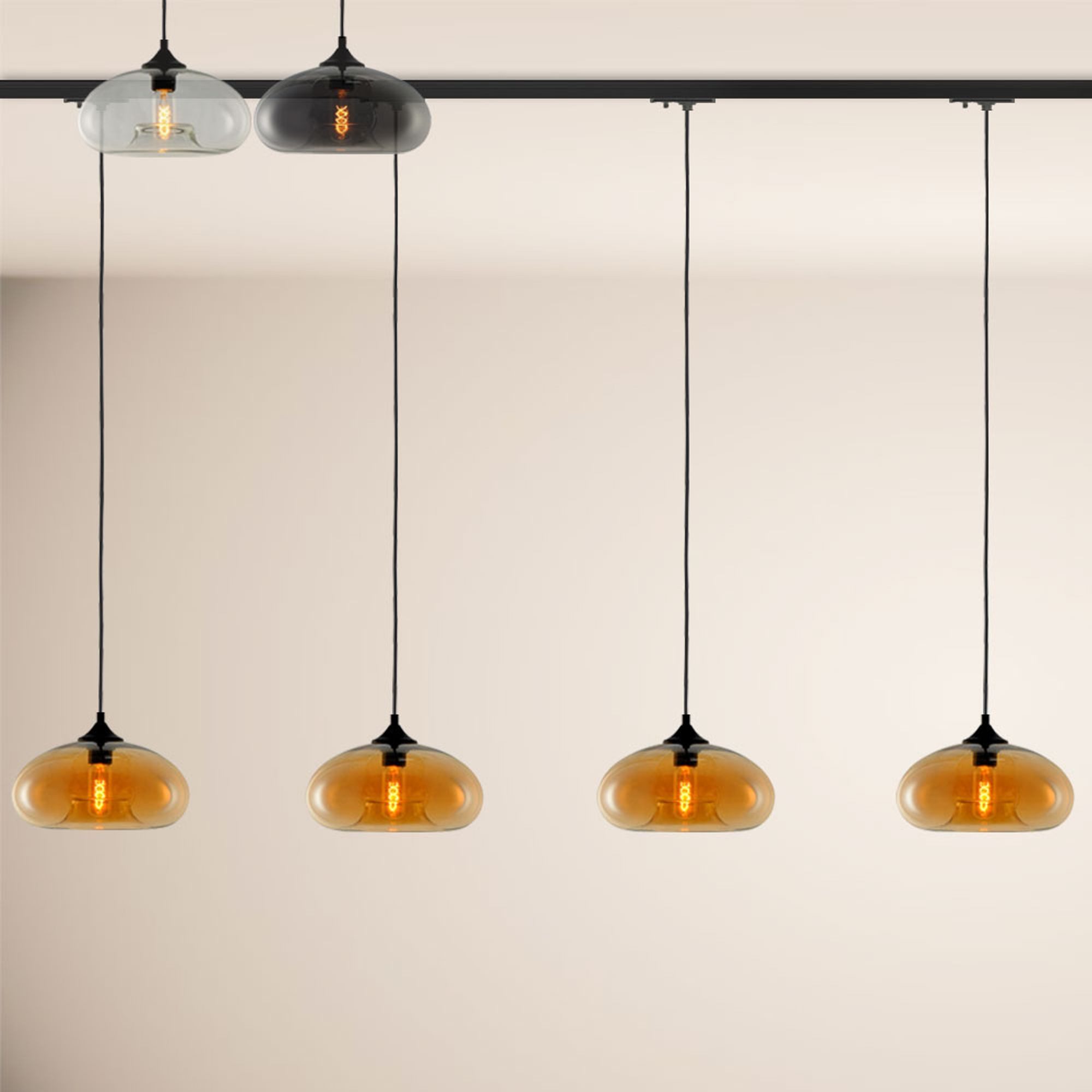 s.luce Pendelleuchte Cruet Esstisch-Hängeleuchte 1-P-Schiene 200cm EE Low Klar