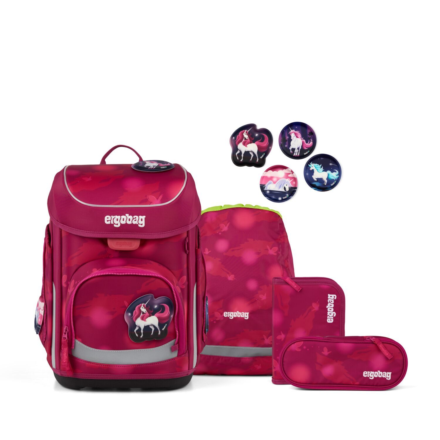 ergobag Schulranzen Schulranzen-Set CUBO MondzauBär 5-teilig (5-teilig), ergonomisch, höhenverstellbar, Your-Size-System, ab 1. Klasse