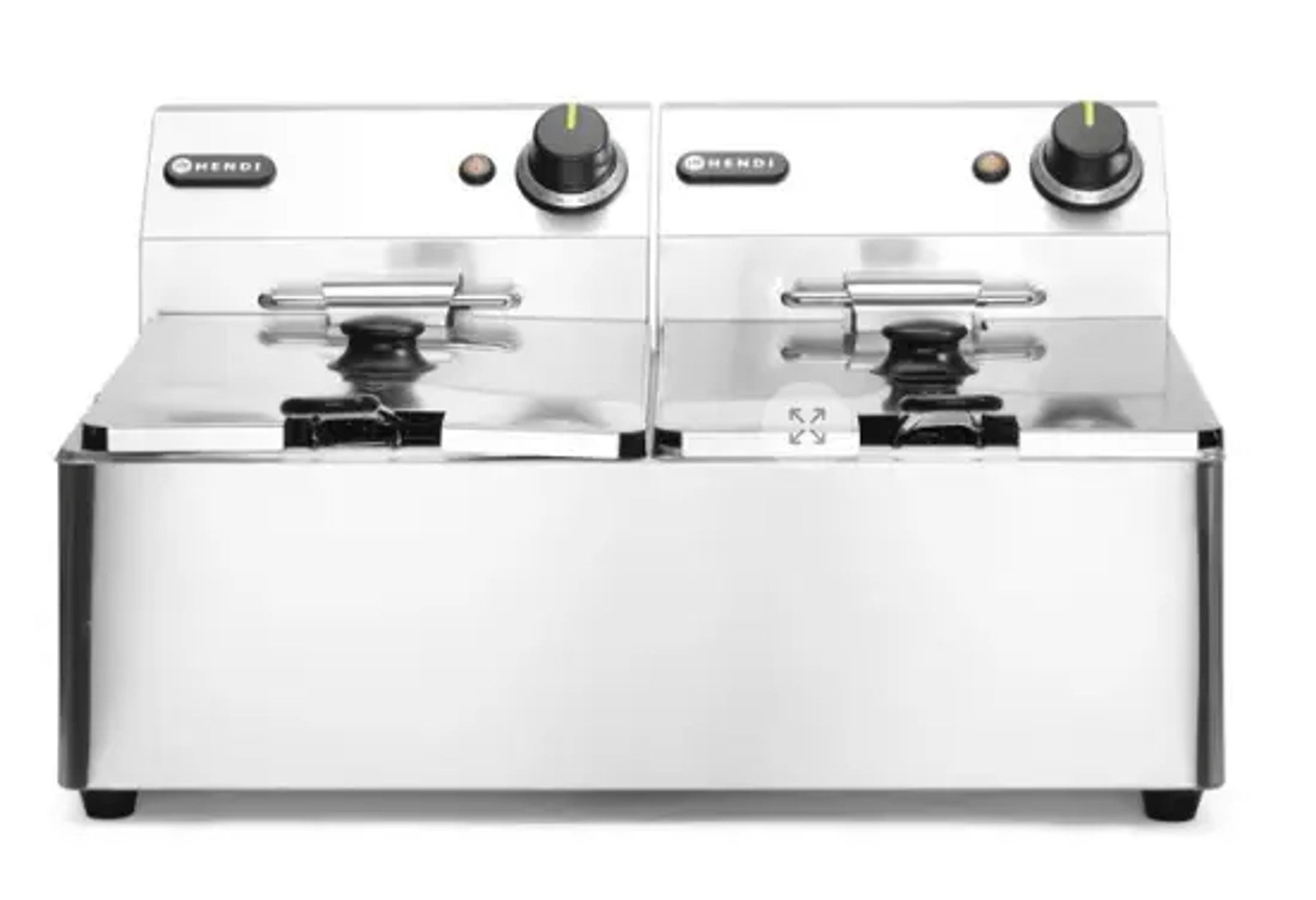 Hendi Heißgetränke- und Glühweinautomat Friteuse - 2 x 6 l, Edelstahl mit 2 x 3300W Heizelementen und Kaltzone, Programmierbarer Glühweindurchlauferhitzer mit 3 Getränkeleitungen, To