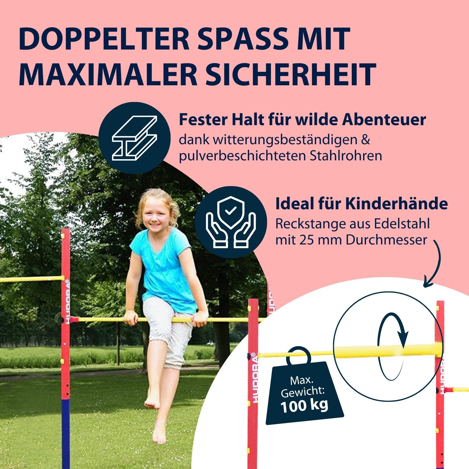 Hudora Turnreck Fabian, Inkl. Material für Aufbau und Betonierung, höhenverstellbar
