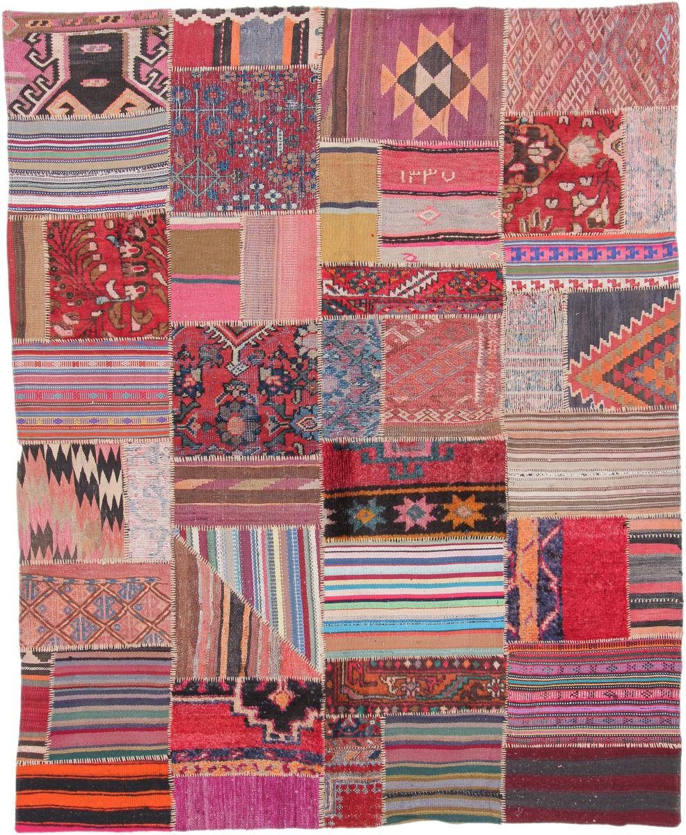 Orientteppich Kelim Patchwork 184x224 Handgewebter Orientteppich / Perserteppich, Nain Trading, rechteckig, Höhe: 4 mm