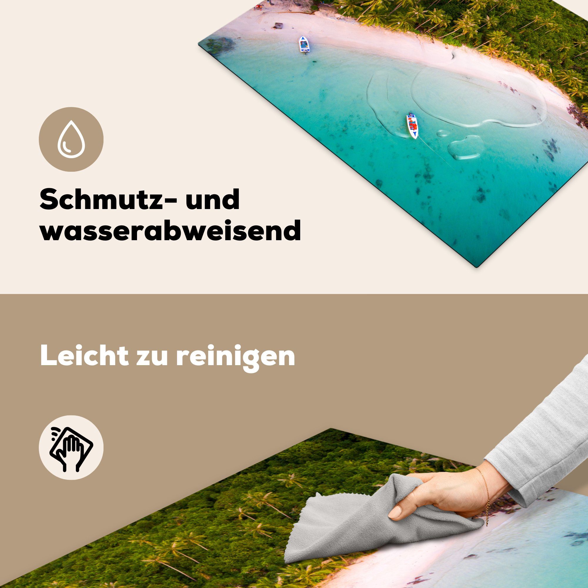 für Tropisch Vinyl, küche, cm, Ceranfeldabdeckung (1 - tlg), - 71x52 Insel Boot, MuchoWow Herdblende-/Abdeckplatte Induktionskochfeld Schutz die