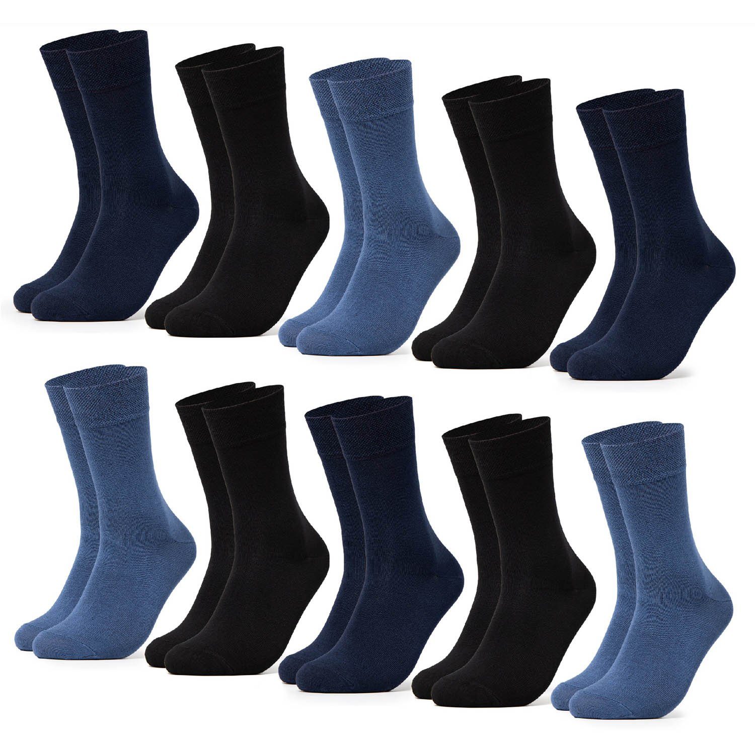 Paule) Basicsocken 10er Pack Herren Bambus OCCULTO Socken BlueMix (10-Paar) (Modell: