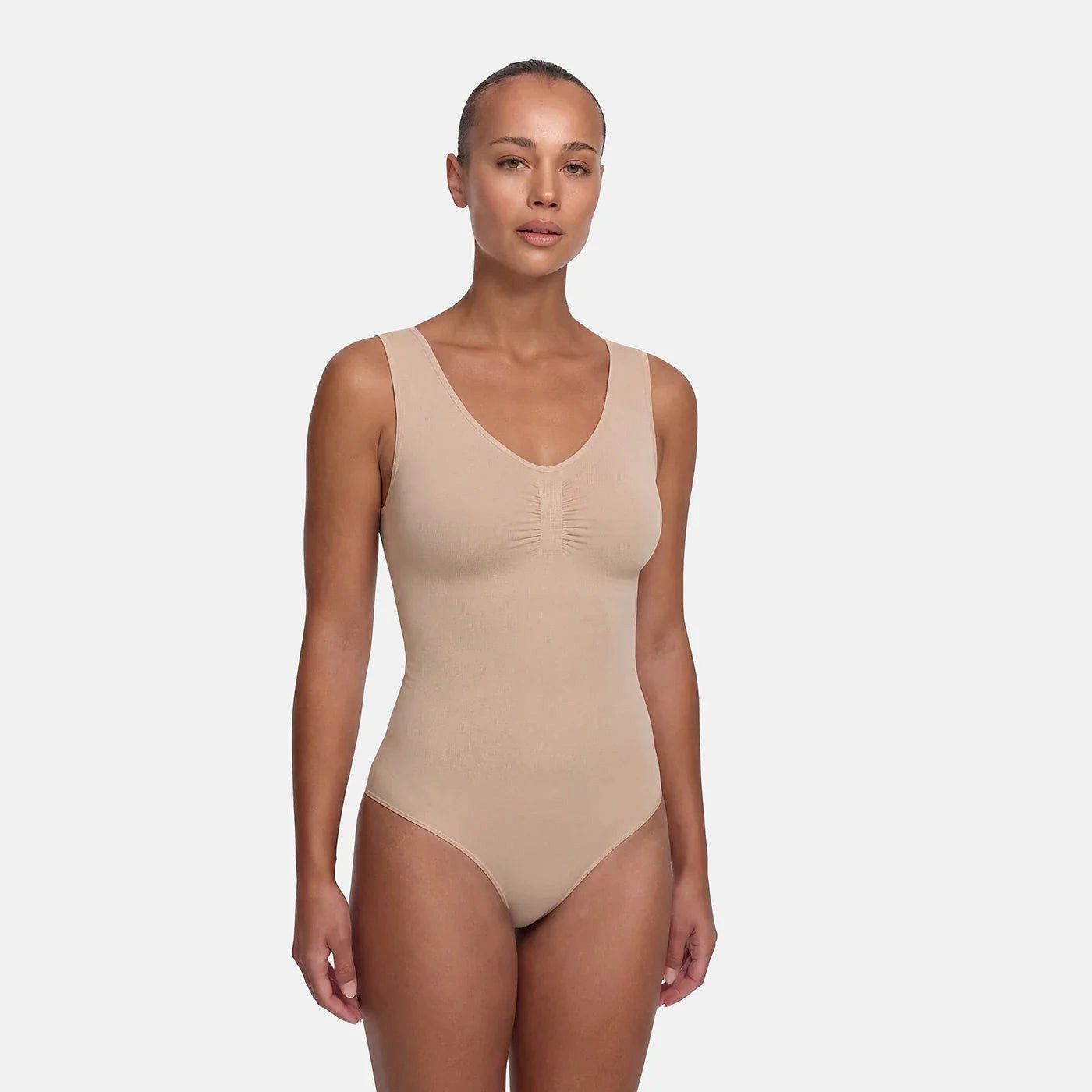 cfab (creamy fabrics) Miederbody Tank Bodysuit Sculpting Shapewear mit Slip-Beige-2XL (1-tlg) Figurformend
