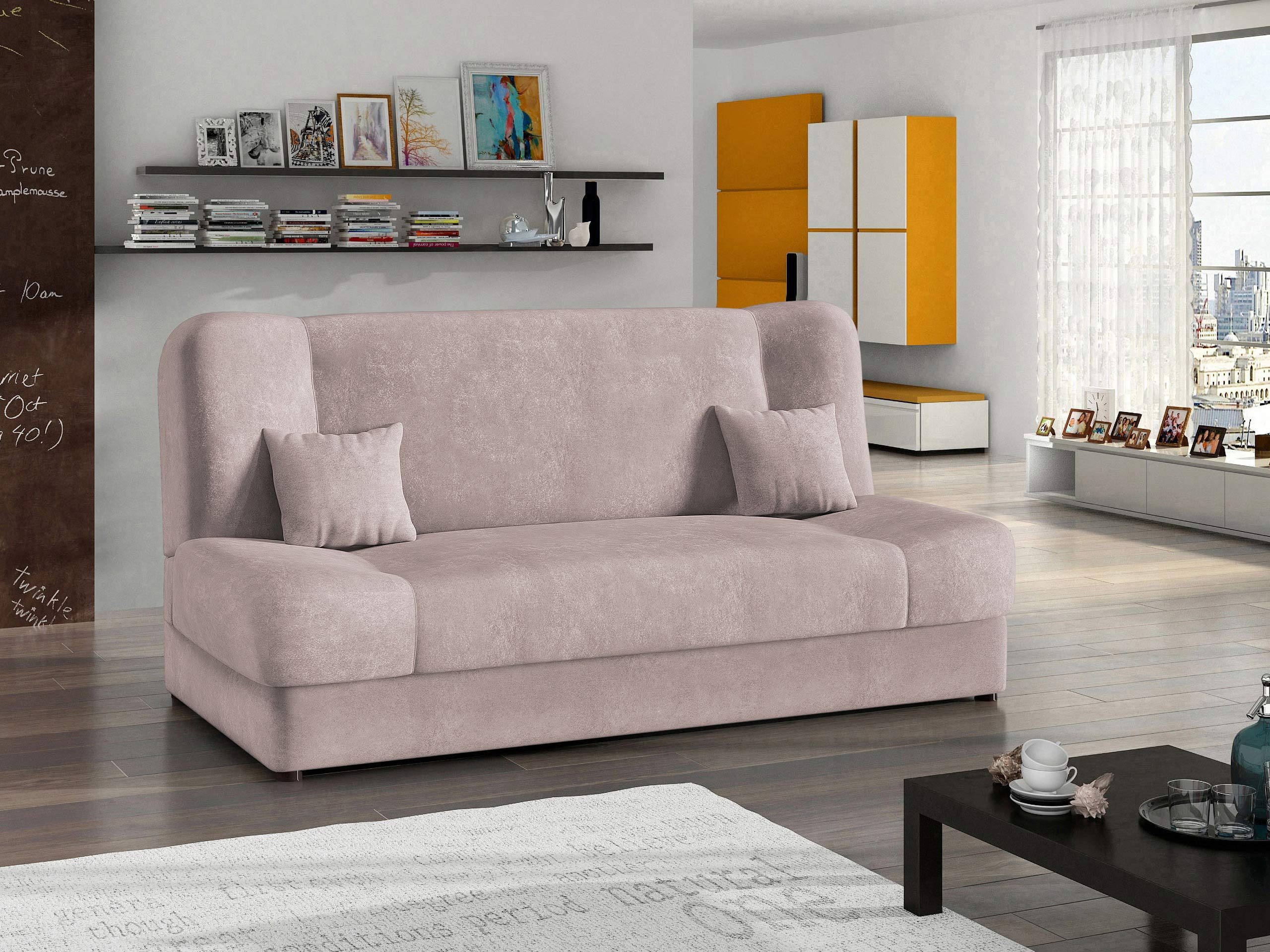 MIRJAN24 Schlafsofa Jonas Premium, mit Bettkasten und Schlaffunktion, mit zwei Kissen, Wellenfeder, 195x87x86 cm