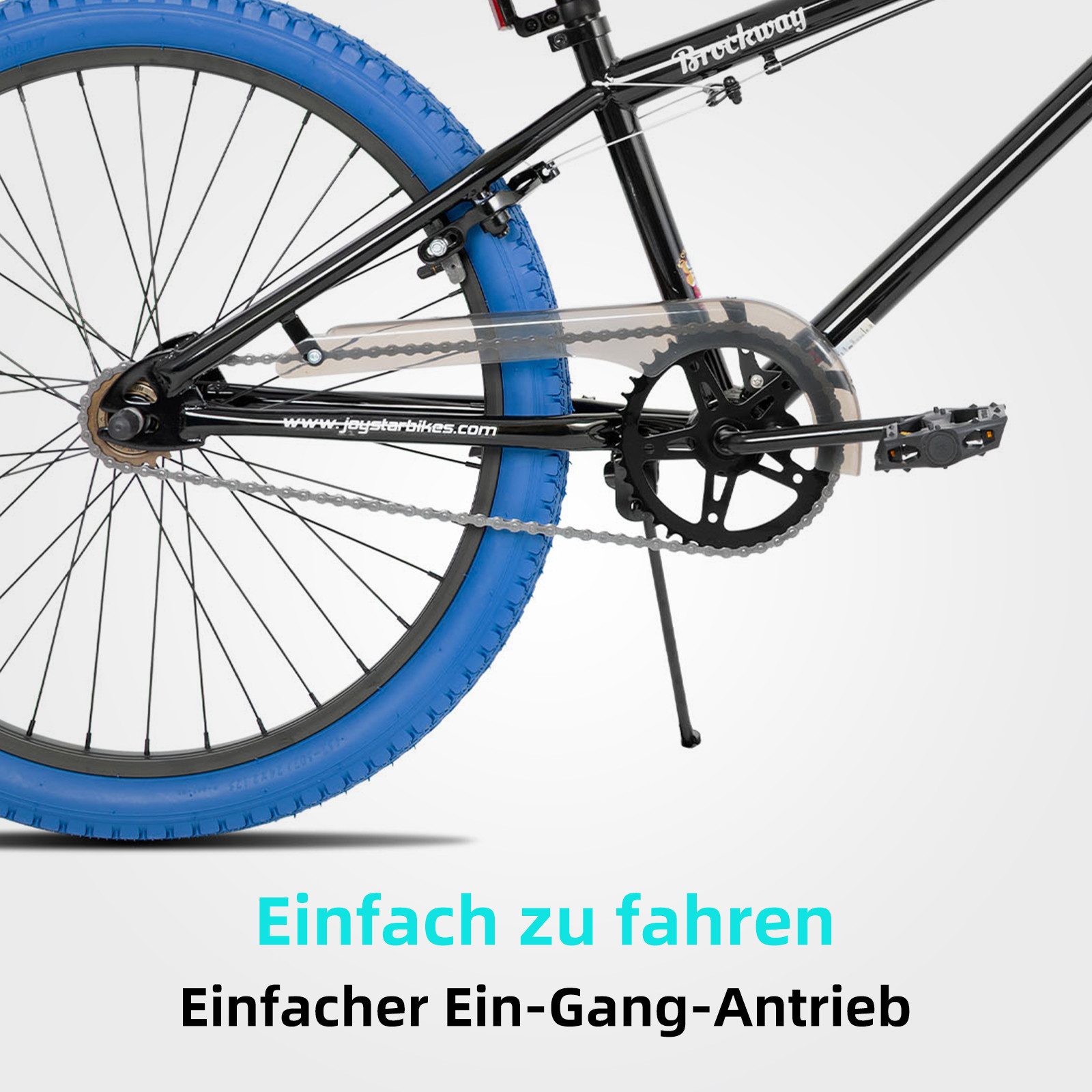 JOYSTAR Kinderfahrrad 20 Zoll BMX Fahrrad für Jungen Mädchen im Alter von 7-12 Jahren, Freestyle, Doppelbremsen, 2 pegs, Kettenschutz, Singlespeed