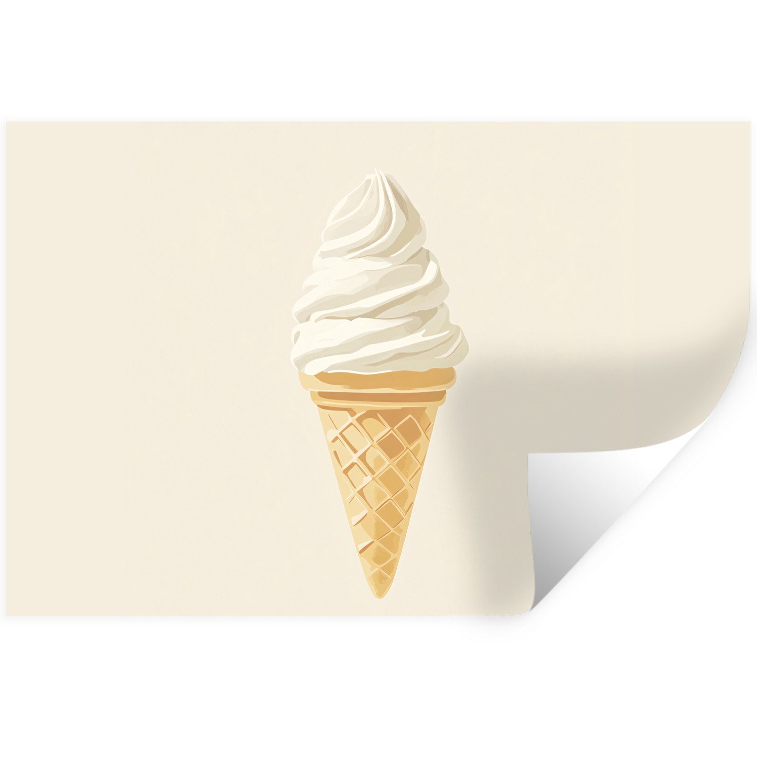 MuchoWow Wandsticker Eiswaffel - Weiß (1 St), Wanddeko, Aufkleber, Wandtattoo, 120x80 cm