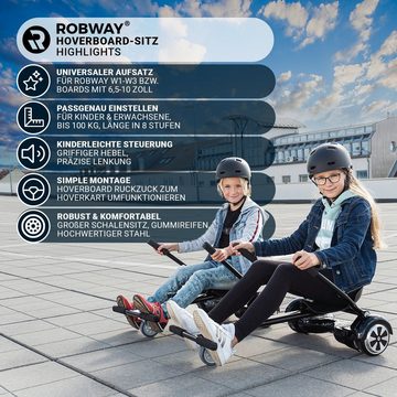 Robway Balance Scooter Kart Hoverkart für W1-W3 & universal - max. 100kg, Sitz für Hoverboard - Self Balance Scooter - Fußraster verstellbar