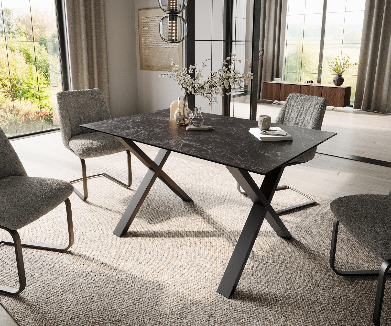 DELIFE Esstisch Edge, Keramik Laminam® Nero günstig online kaufen