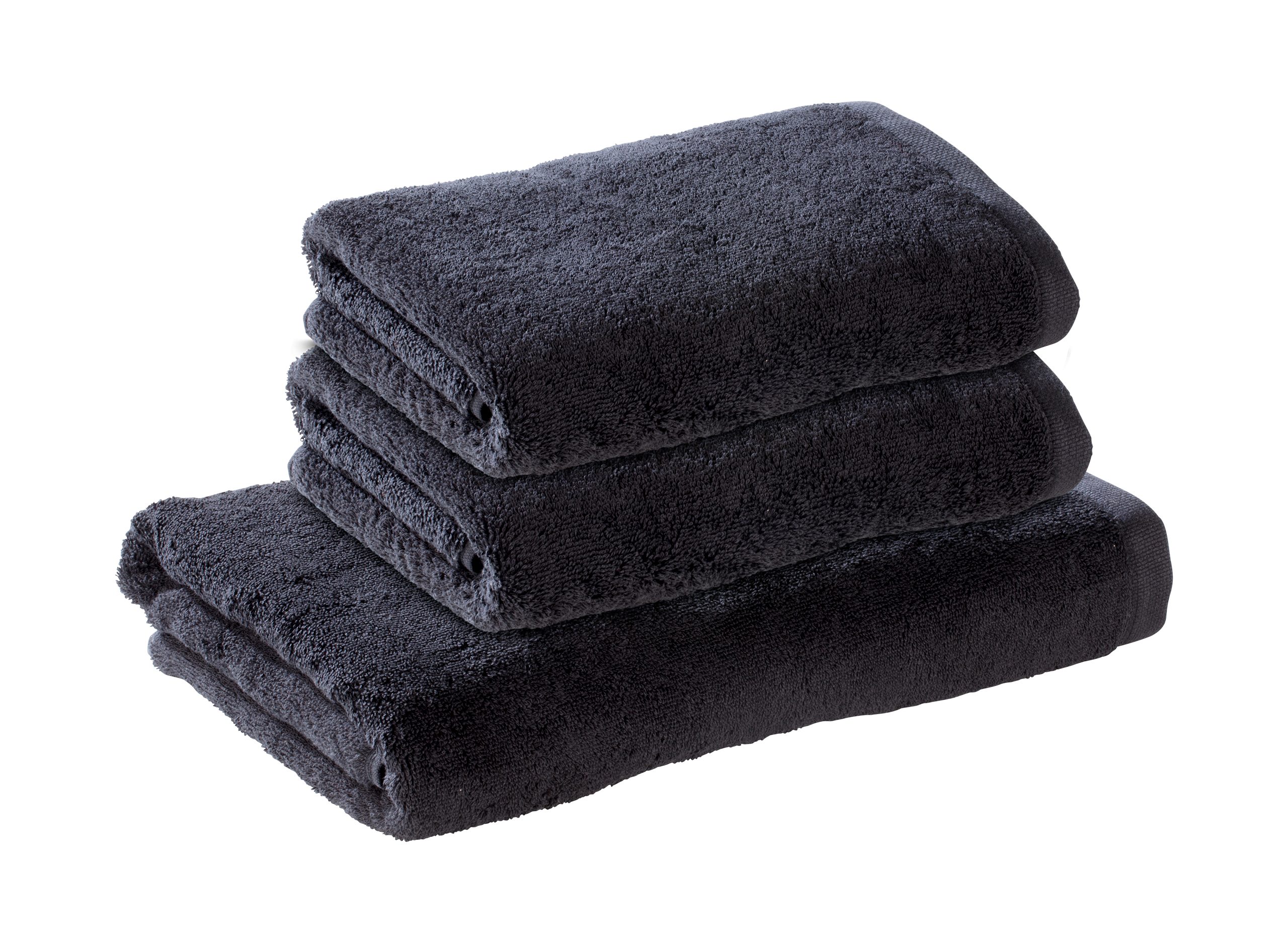 Bomlins Handtuch Set Handtücher aus 100% original ägyptische GIZA Baumwolle 650 g/m², (Royal Set, 3-tlg), Kleines deutsches Familienunternehmen -> Spüren Sie die Qualität Schwarz