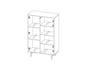 Furnix Highboard PRIGGI WIT90 Wohnzimmerkommode Schwarz/Captains deck, B90 x H140 x T41 cm