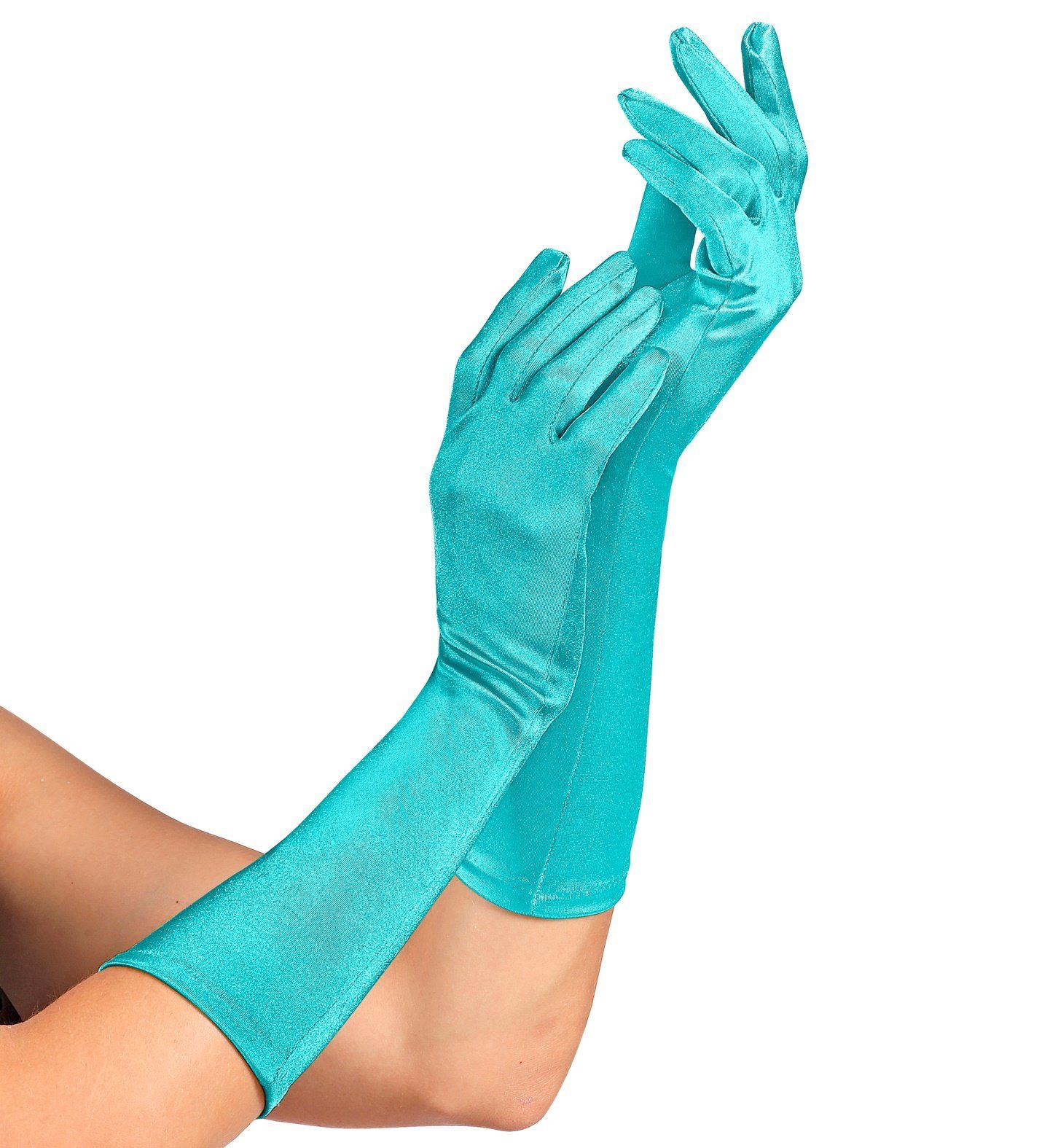 Kostüm Satin Handschuhe 'Amsterdam' 40 cm 14415, Hellbla