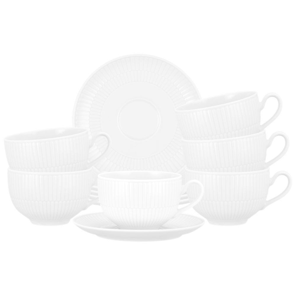 Seltmann Weiden Becher Seltmann Weiden Amina weiß Milchkaffeetasse + Untertasse 6er Set, Porzellan