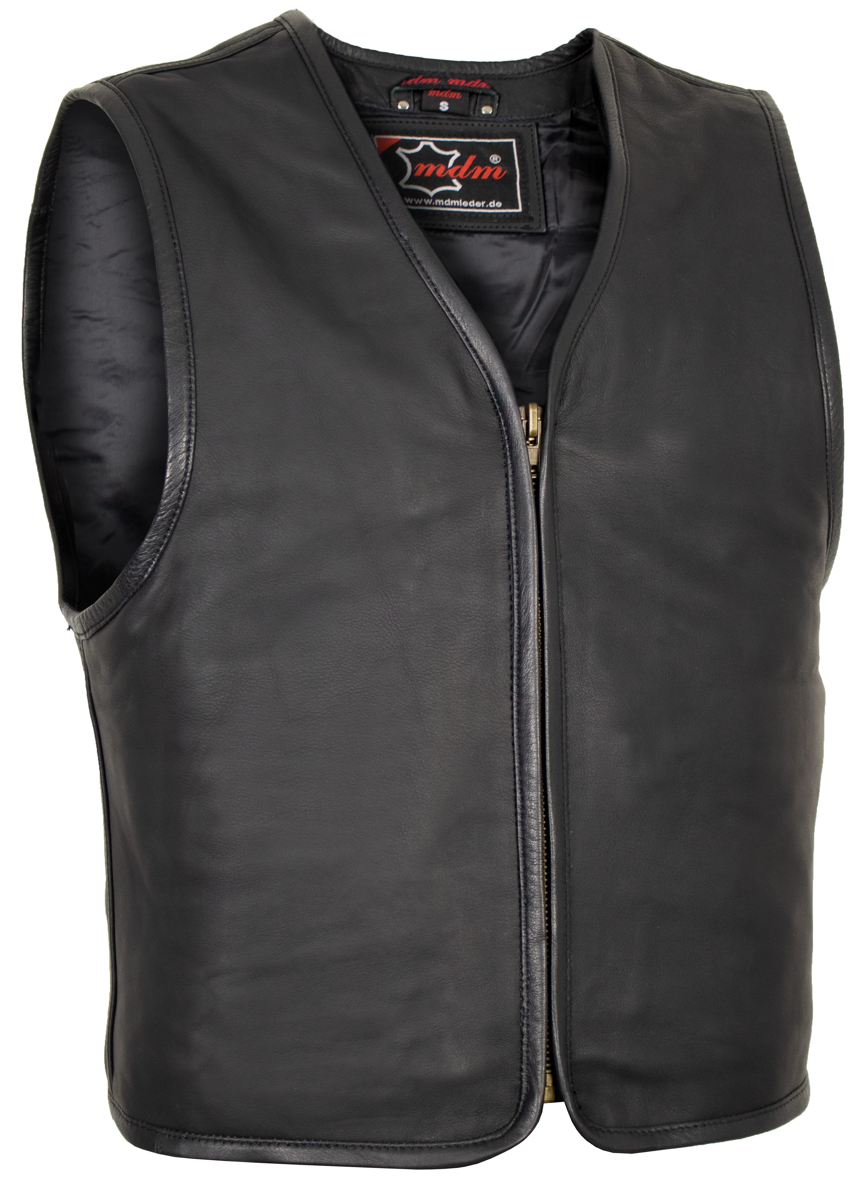 MDM Motorradweste Herren Biker Lederweste Clubstyle Nahtlos, MC Kutte aus Rindsleder (Einzelartikel, Herren Lederkutte, Bikerweste MC, Clubstyle)
