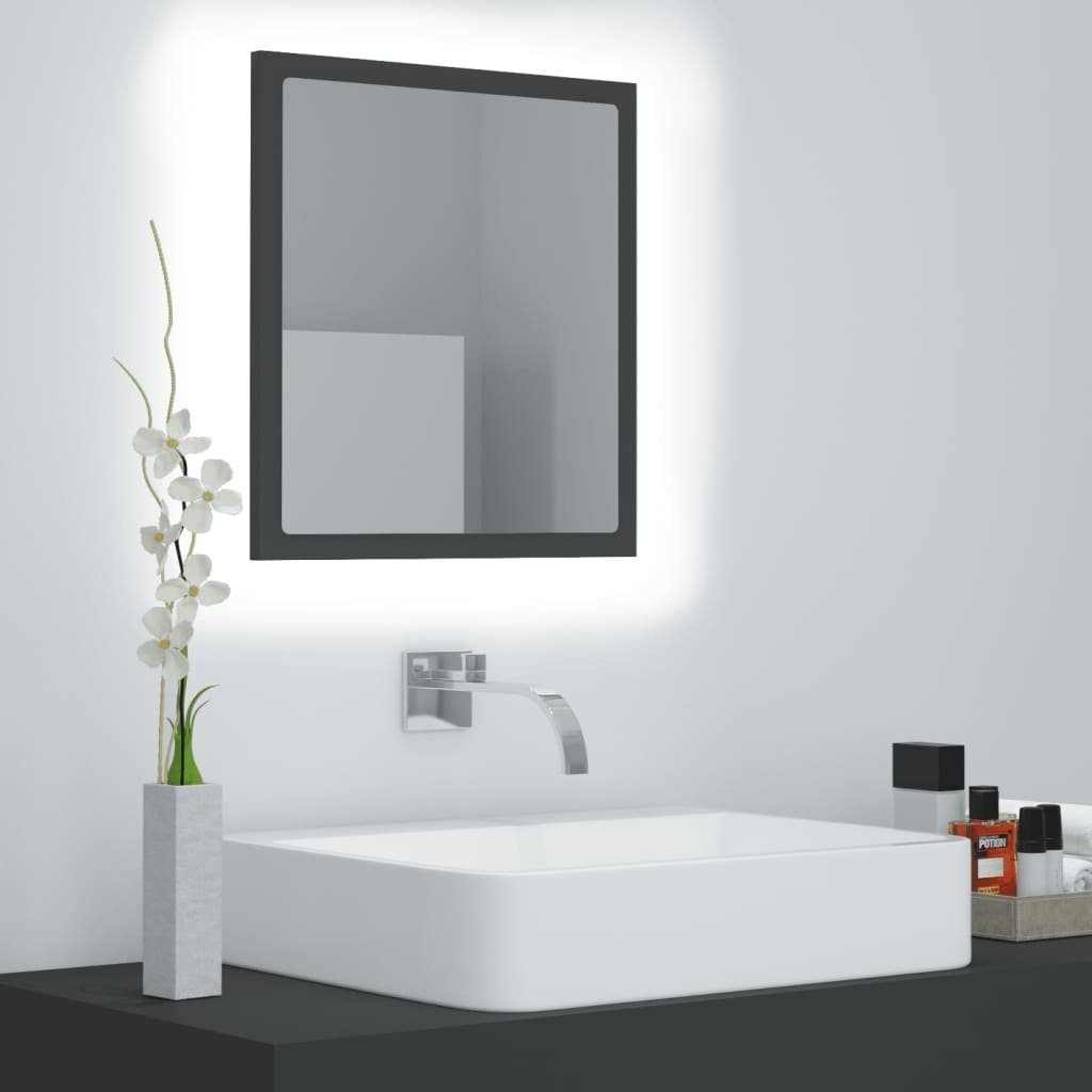 vidaXL Badezimmerspiegelschrank LED-Badspiegel Grau 40x8,5x37 cm Acryl (1-St)