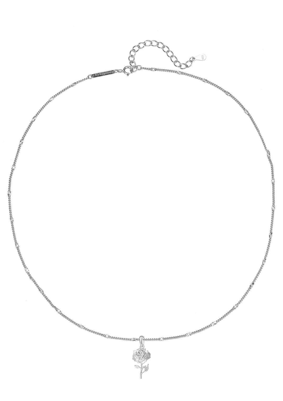 Kette mit Anhänger Rose, 925 Silber Halskette Blume Charm