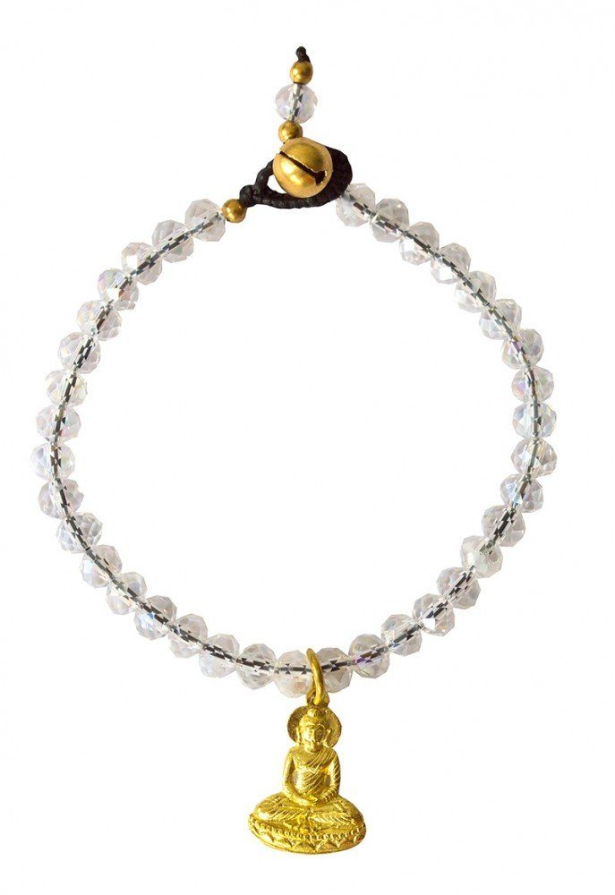 Armkette Armkettchen "Buddha" mit 33 Glasperlen, crystal 18cm