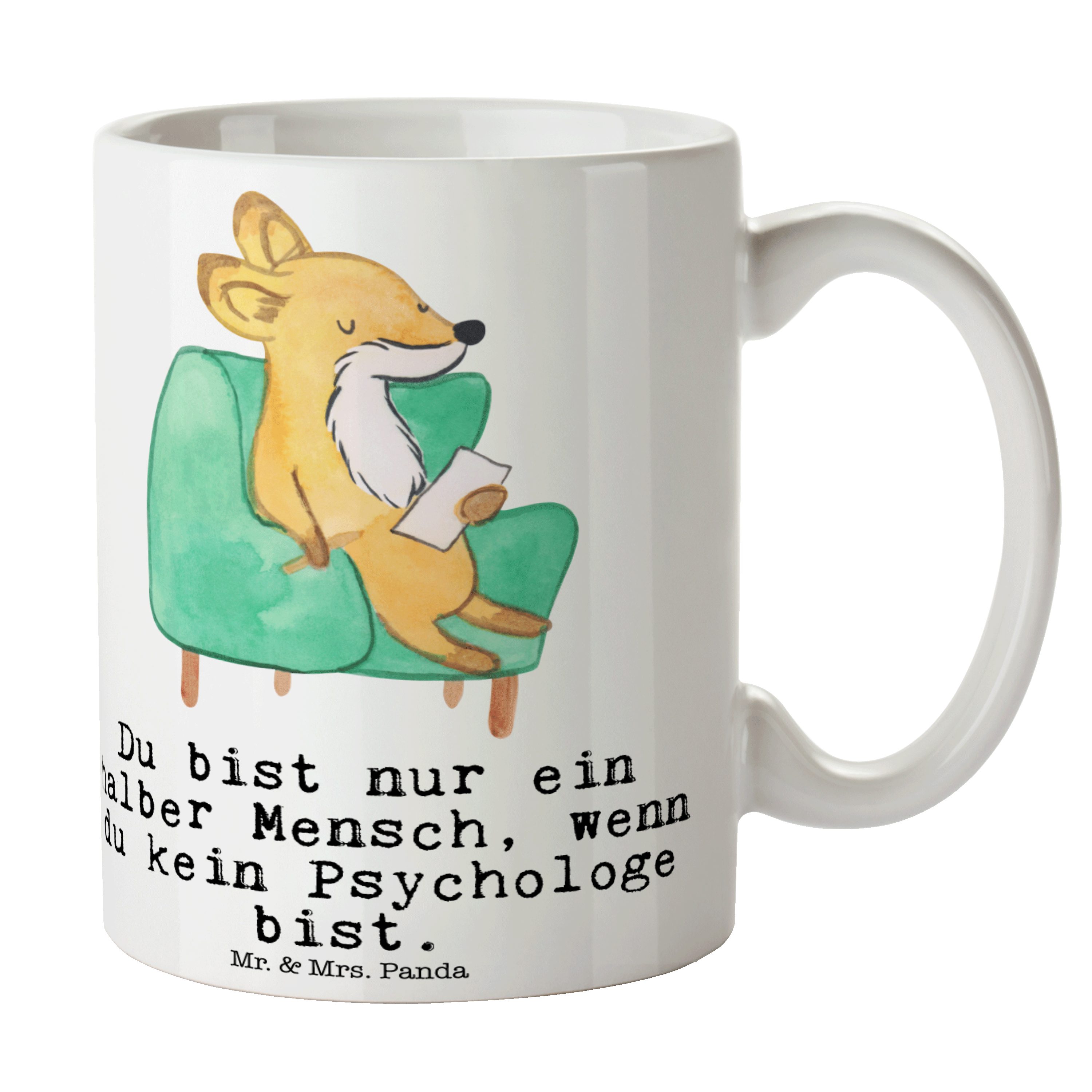 Mr. & Mrs. Panda Tasse Psychologe mit Herz - Weiß - Geschenk, Therapeut, Teebecher, Tasse Mo, Keramik