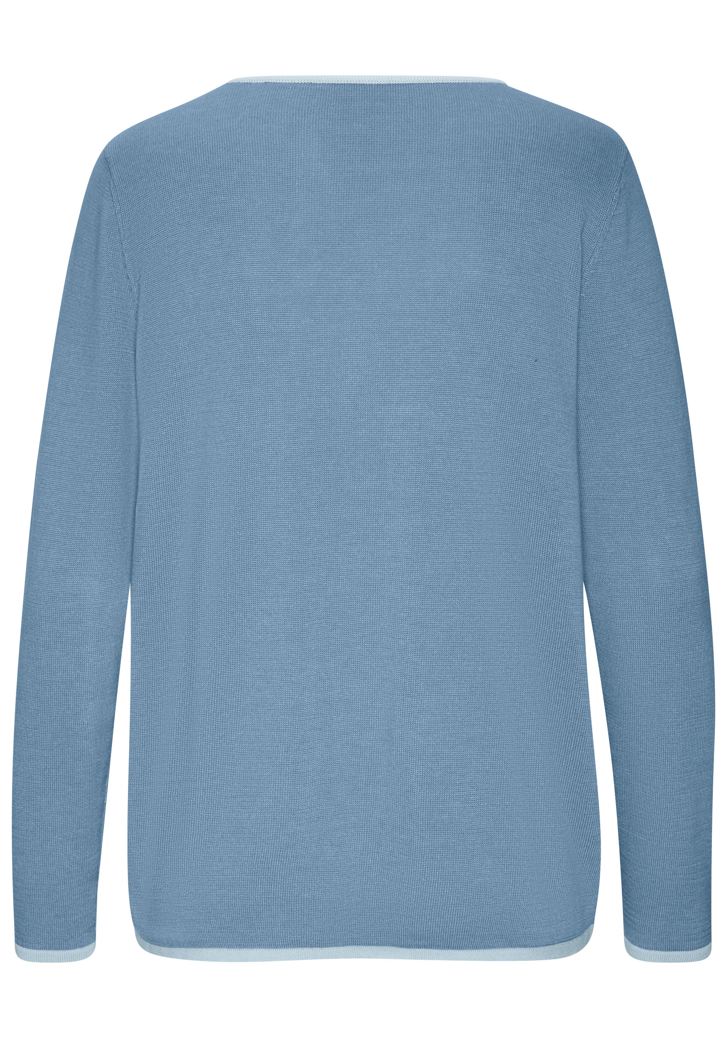 Vivance V-Ausschnitt-Pullover mit Kontrastkanten, casual