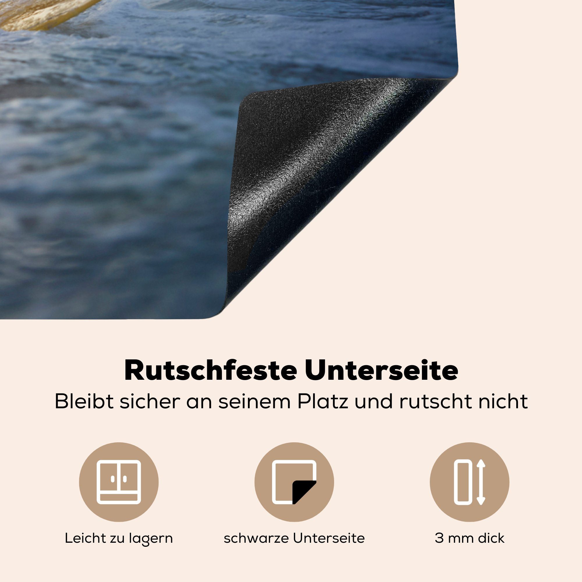 Vinyl, (1 Induktionskochfeld küche, Schutz 81x52 paddelt, cm, tlg), Ceranfeldabdeckung für Surferin Herdblende-/Abdeckplatte MuchoWow die