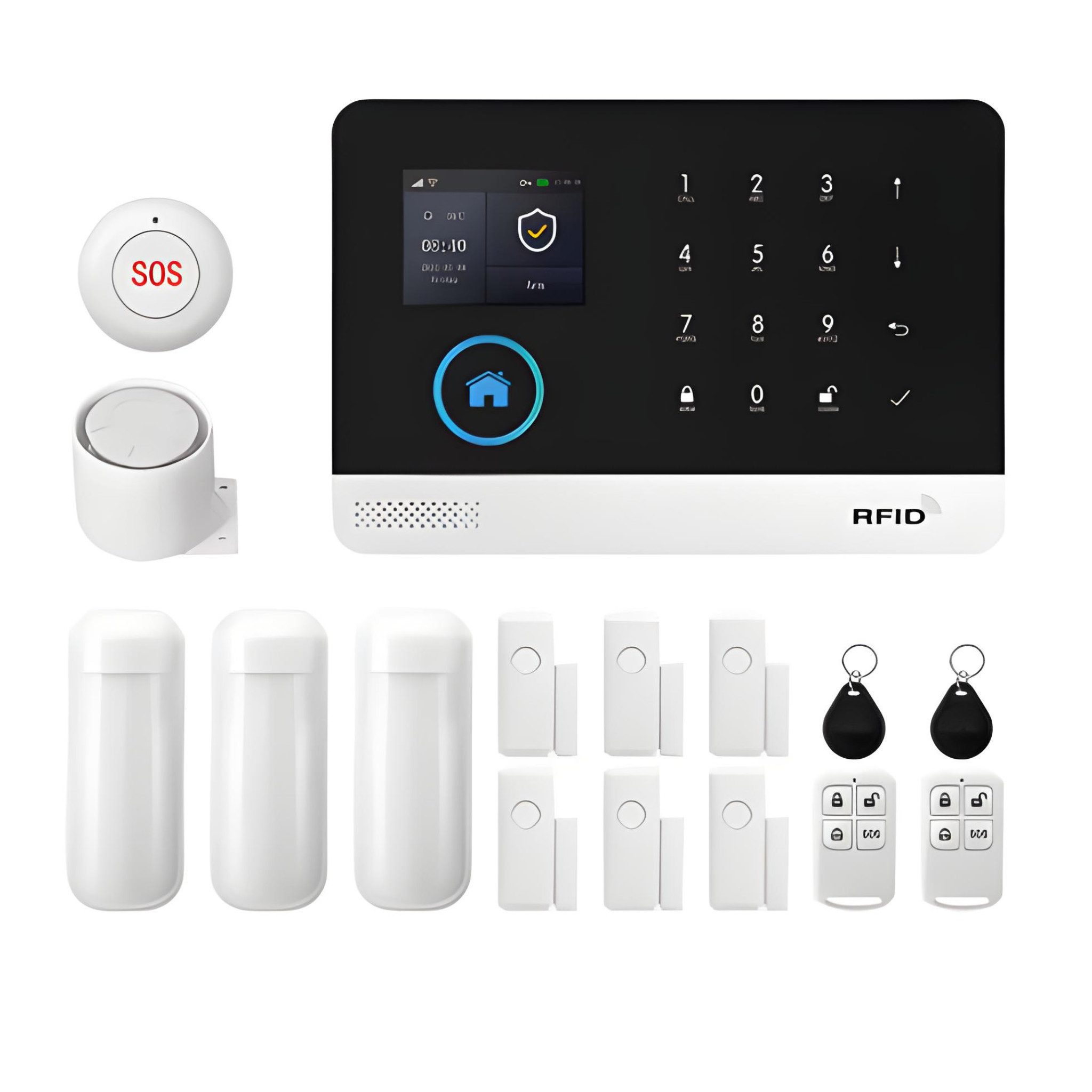 HS.SUPPLY WLAN Haus Alarmanlage Set Smart Home mit App Türsensor Sirene Alarmanlage (WLAN, App-Steuerung, Echtzeit-Benachrichtigung, 24/7 Schutz)
