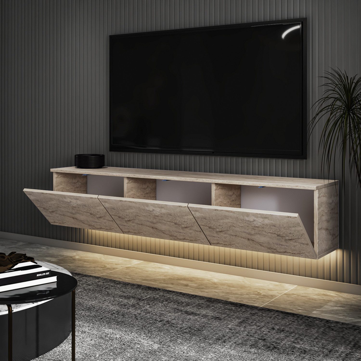 DEMA Home TV-Schrank Neon TV-Möbel hängend, incl. Beleuchtung Breite/Höhe/Tiefe: 160/35/32 cm