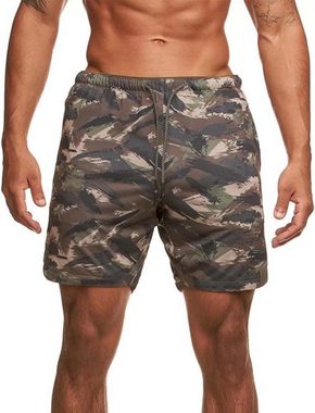 KIKI Strandshorts Herren Camouflage Fitness Shorts locker und schnell trocknend