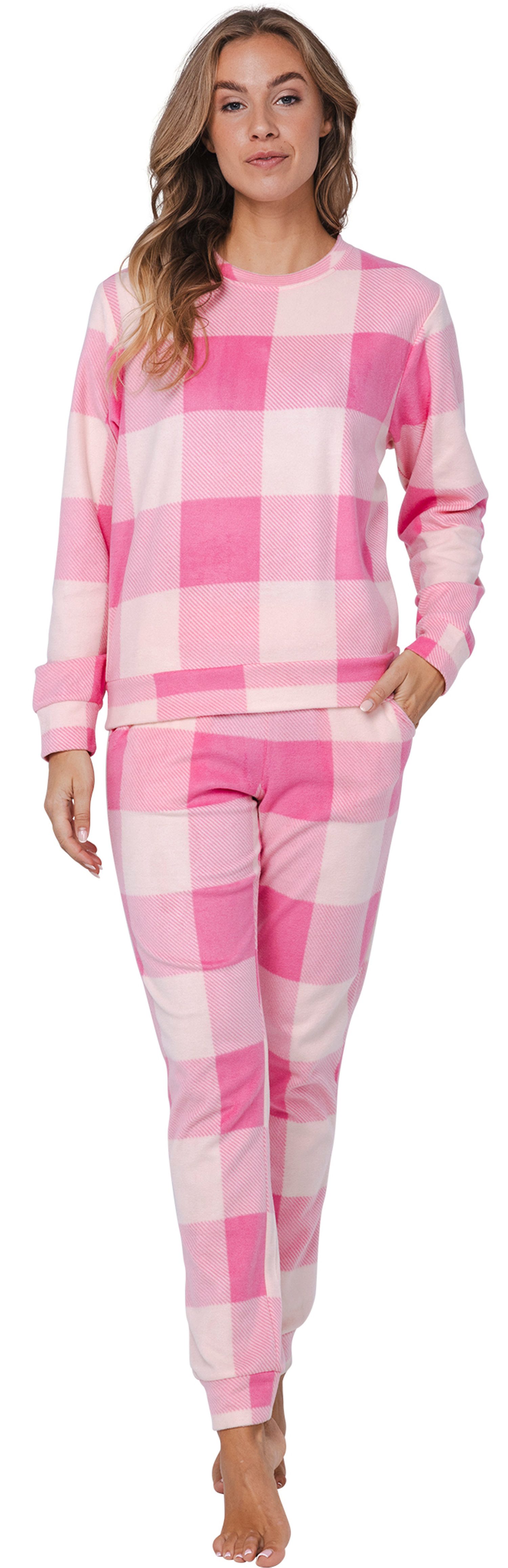Rebelle Schlafanzug Damen Fleece Pyjama (2 tlg) Modisches Design