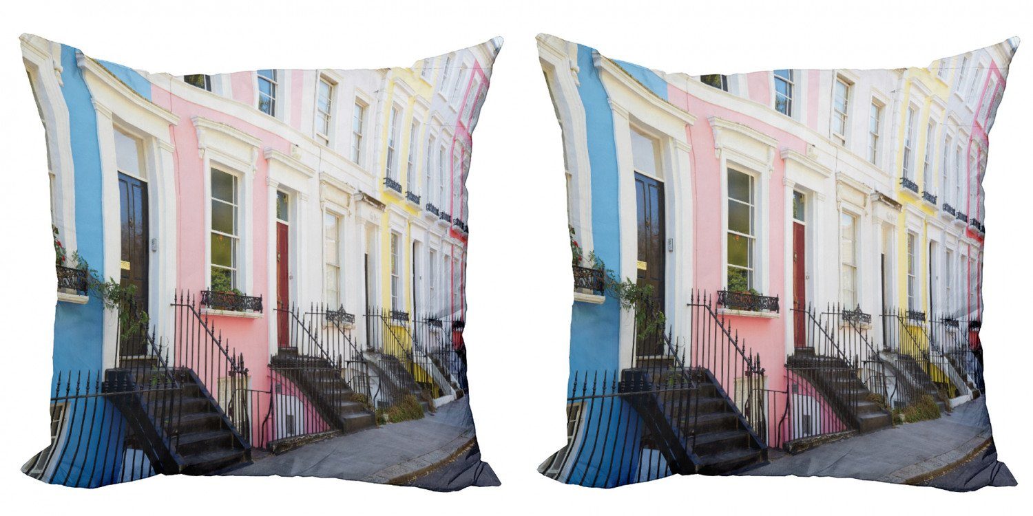 Kissenbezüge Modern Accent Doppelseitiger Digitaldruck, Abakuhaus (2 Stück), Stadt Alte Häuser traditionelle England
