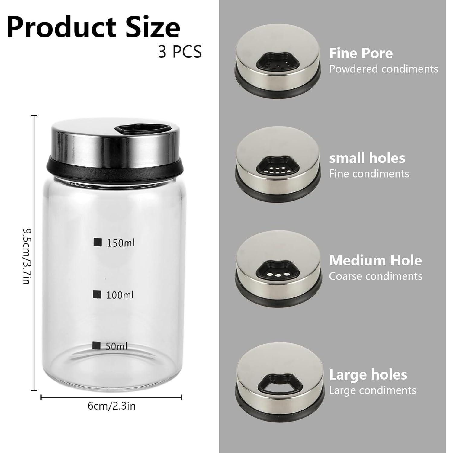 LuxusKollektion Salz- / Pfefferstreuer 3er Set Gewürzstreuer Glas Drehdeckel 150ml Luftdicht Borosilikat