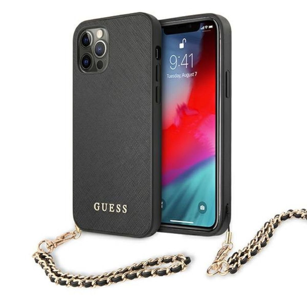Guess Handyhülle »Guess Saffiano Chain Collection Smartphone Case mit Kette  für Apple iPhone 12 / 12 Pro Schwarz« online kaufen | OTTO