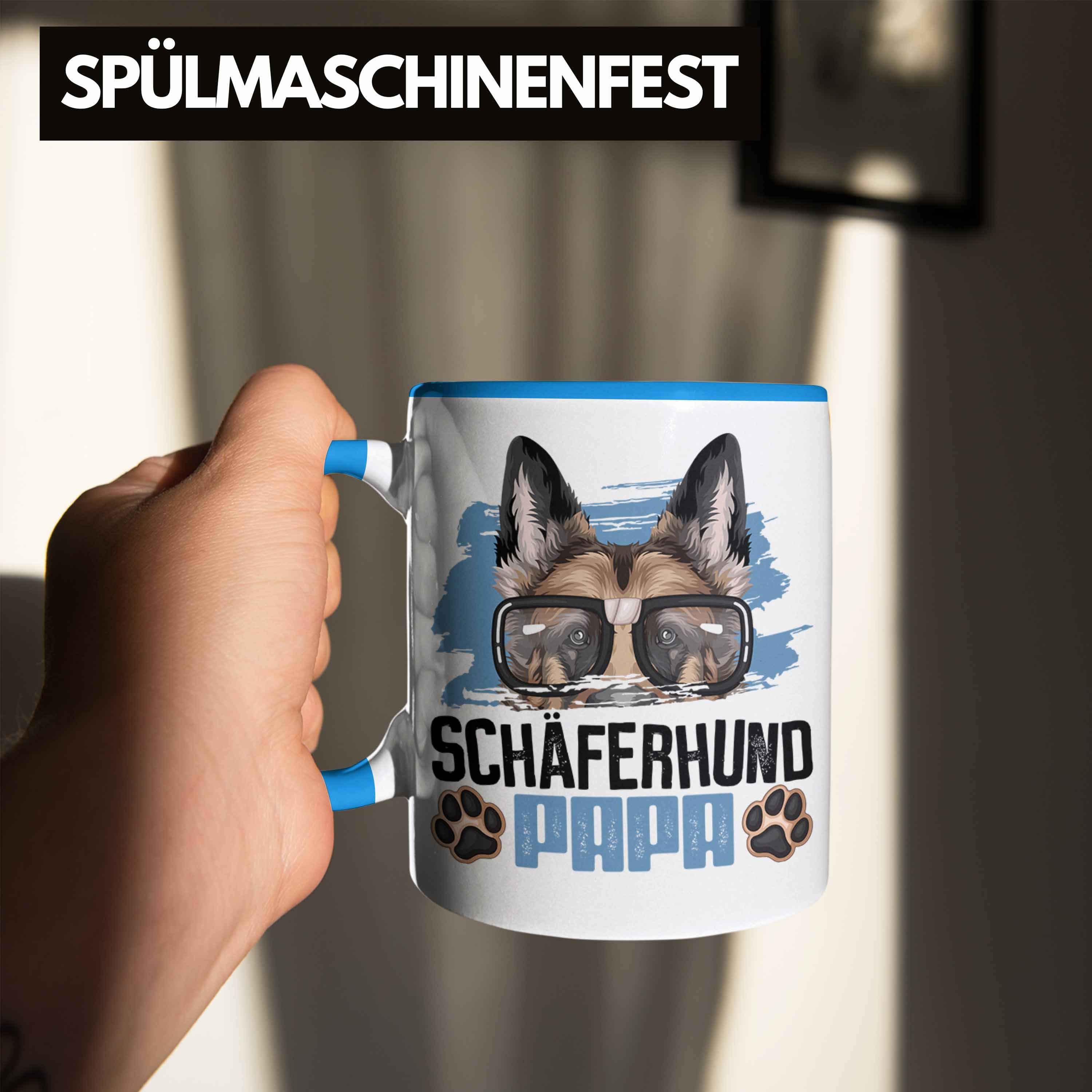 Papa Blau Tasse Tasse Geschenk Geschenkidee Lustiger Schäferhund Trendation Besitzer Spruch