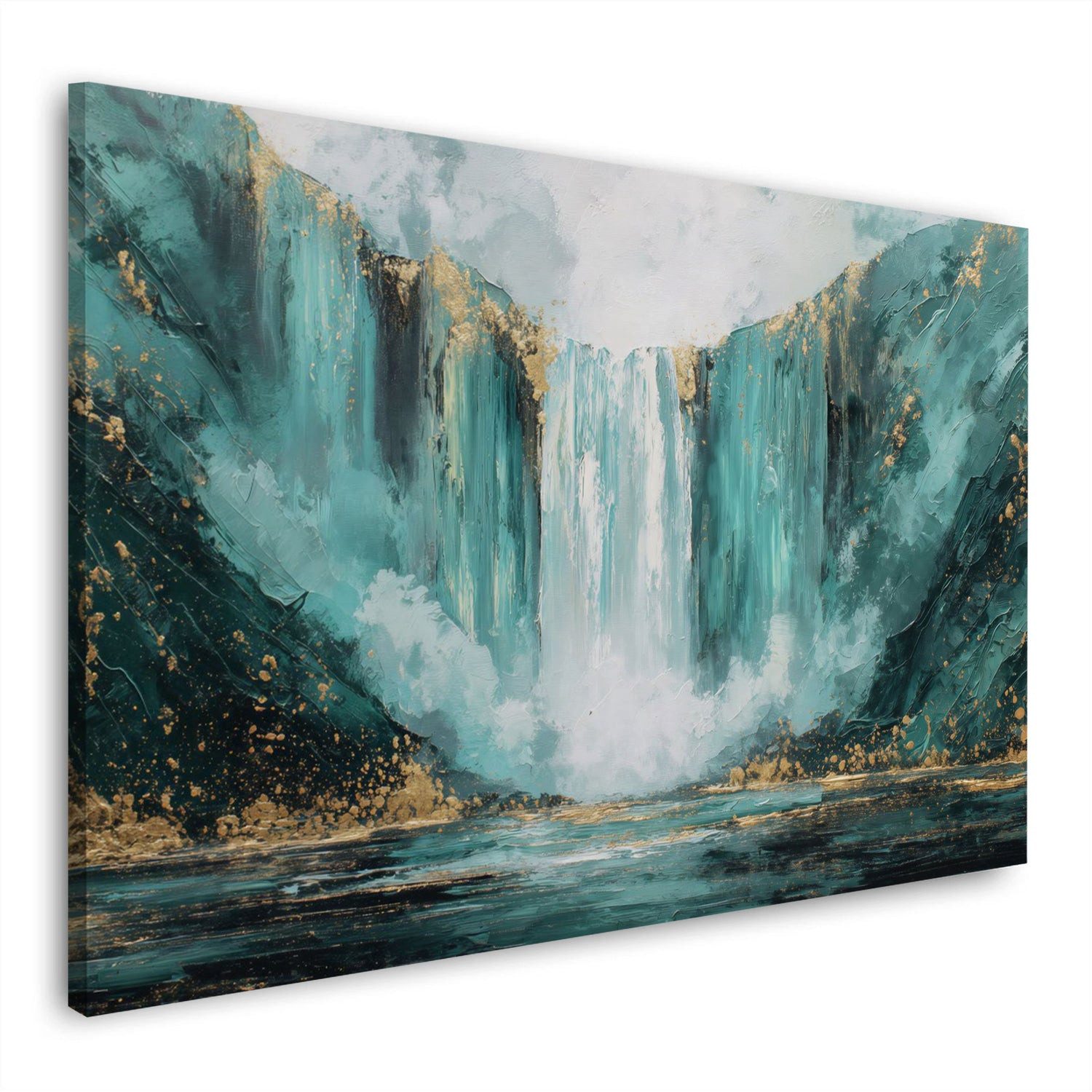 Artedinoi Leinwandbild Abstrakt Wasserfall Natur türkis blau Wandbild Leinwandbild Kunstdruck, Wasserfall in Türkis-Blau