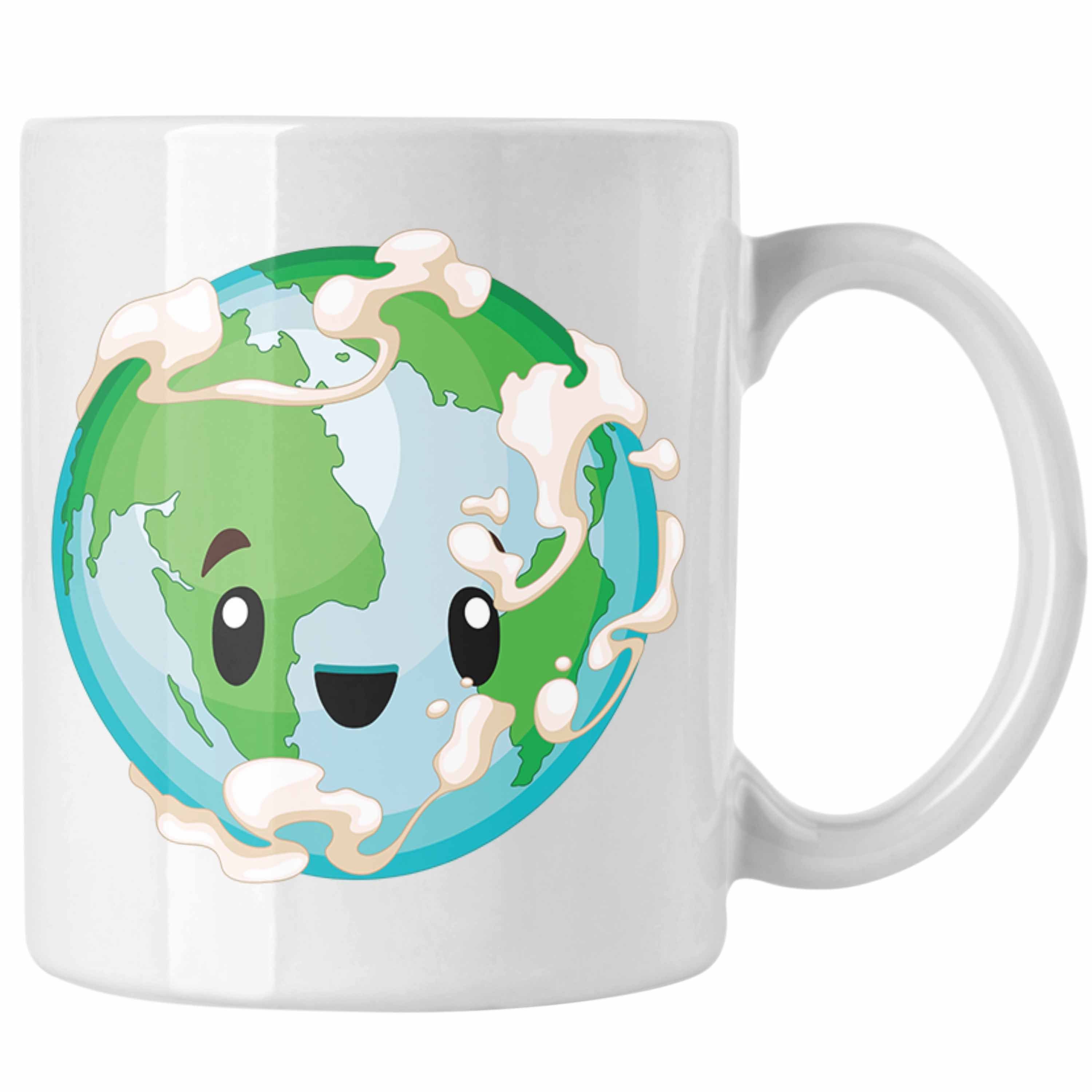 Trendation Tasse Save the Earth Tasse Umweltschutz-Fans Geschenk für Umweltbewusste Weiss
