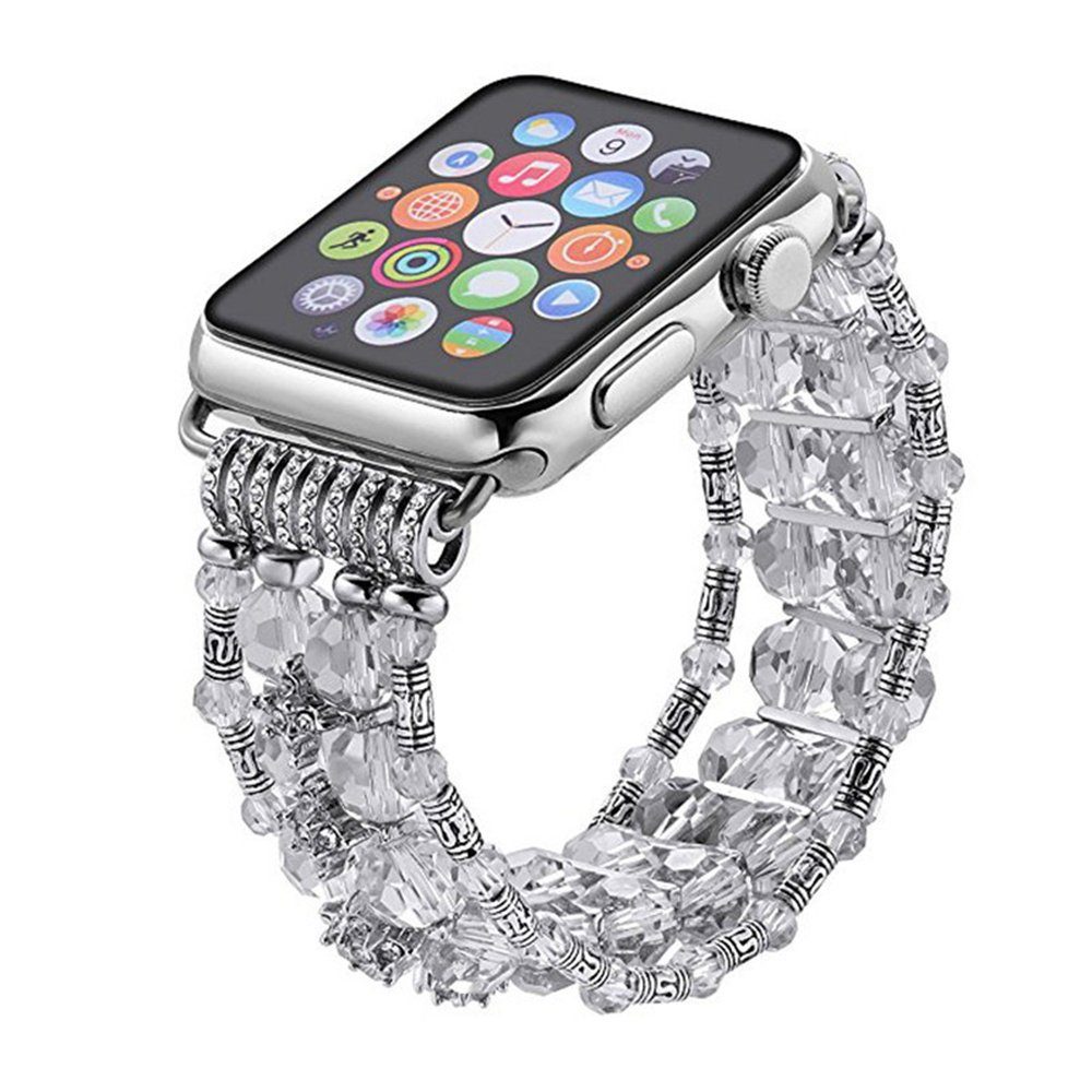 ELEKIN Smartwatch-Armband Kristall-Ersatzarmband Fashion Strap für iwatch Series 7/6/5/4/3/2/1 Silber