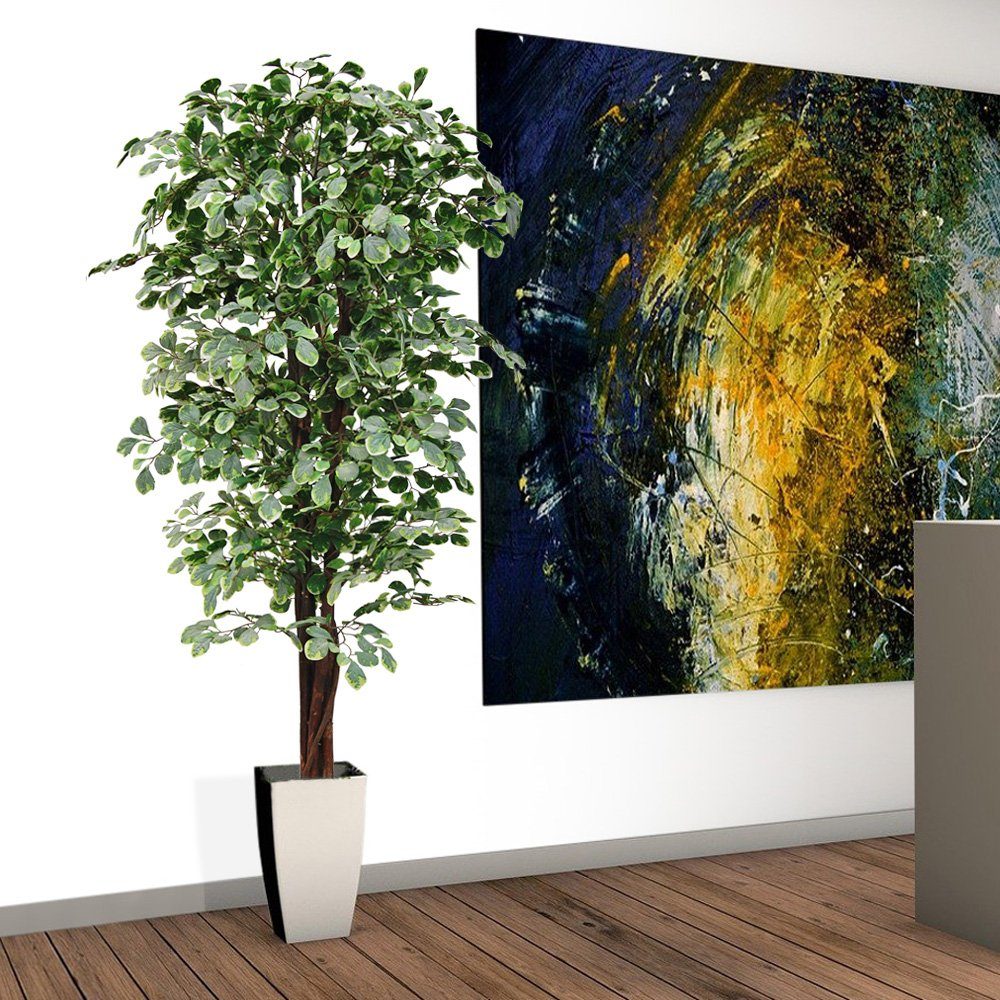 Pflanze Ficus Künstliche mit Benjamin Decovego, 180cm Echtholz Kunstpflanze Decovego Kunstpflanze