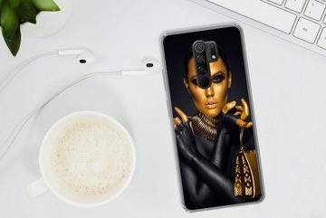 MuchoWow Handyhülle Make-up - Tasche - Gold - Luxus - Frau, Phone Case, Handyhülle Xiaomi Redmi 9, Silikon, Schutzhülle
